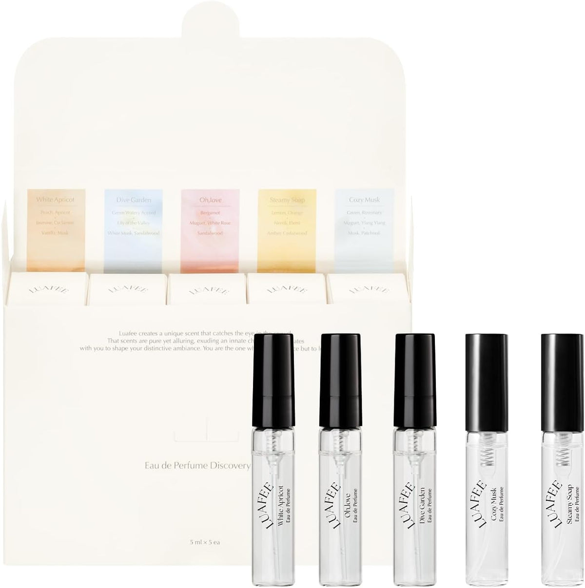 [AMAZON JP] LUAFEE オードパルファム ミニチュア 5ml 5種セット 香水 お試しセット(ホワイトアプリコット+オーラブ+ダイブガーデン+コージームスク+スティーミーソープ)